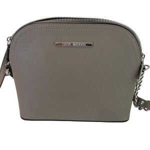 Steve Madden Crossbody Bag Dome Satchel Handbag Gray Silver Chain Designer Purse